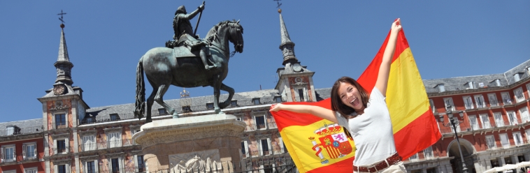 Madrid tourist spain flag